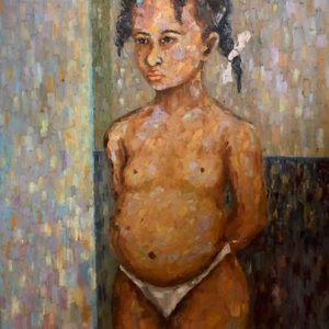 Eric Girault (Haitian,b. 1937) The Girl Oil on Canvas Framed Painting 28"h X 22"