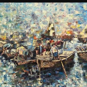 Jacquelin Garcon 24"x32" Marine 1973 Oil on Canvas Painting